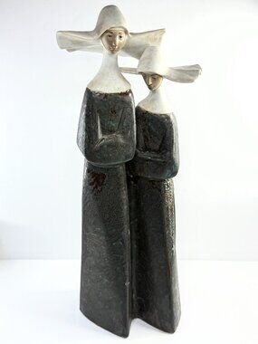 Lladró 4611 "Nuns" Figurine Matte Finish deep Blue with Gold Rosaries A921